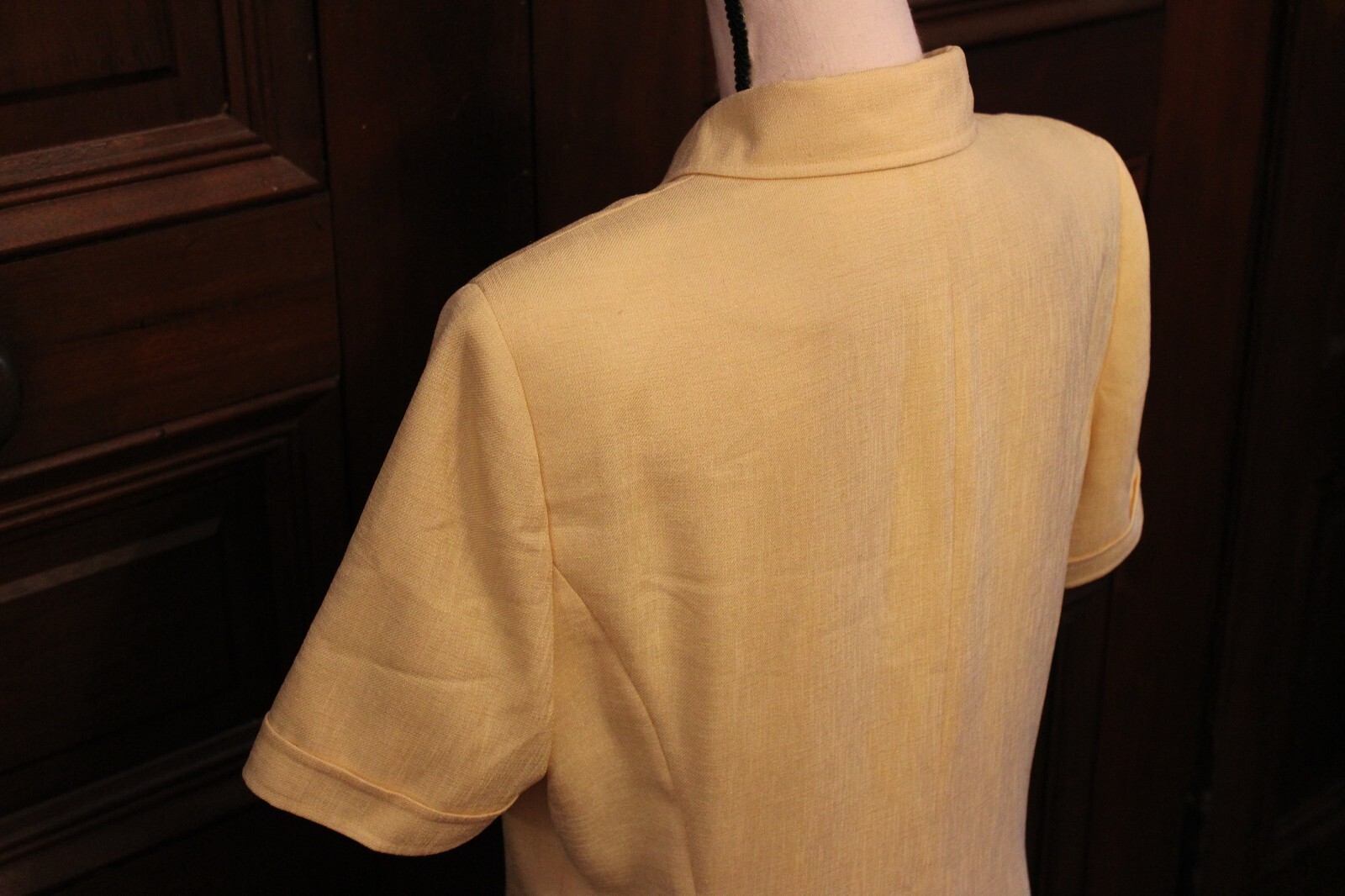 Kasper ASL Size 16 Vintage 1990s Yellow Shirt Dress 100% Polyester