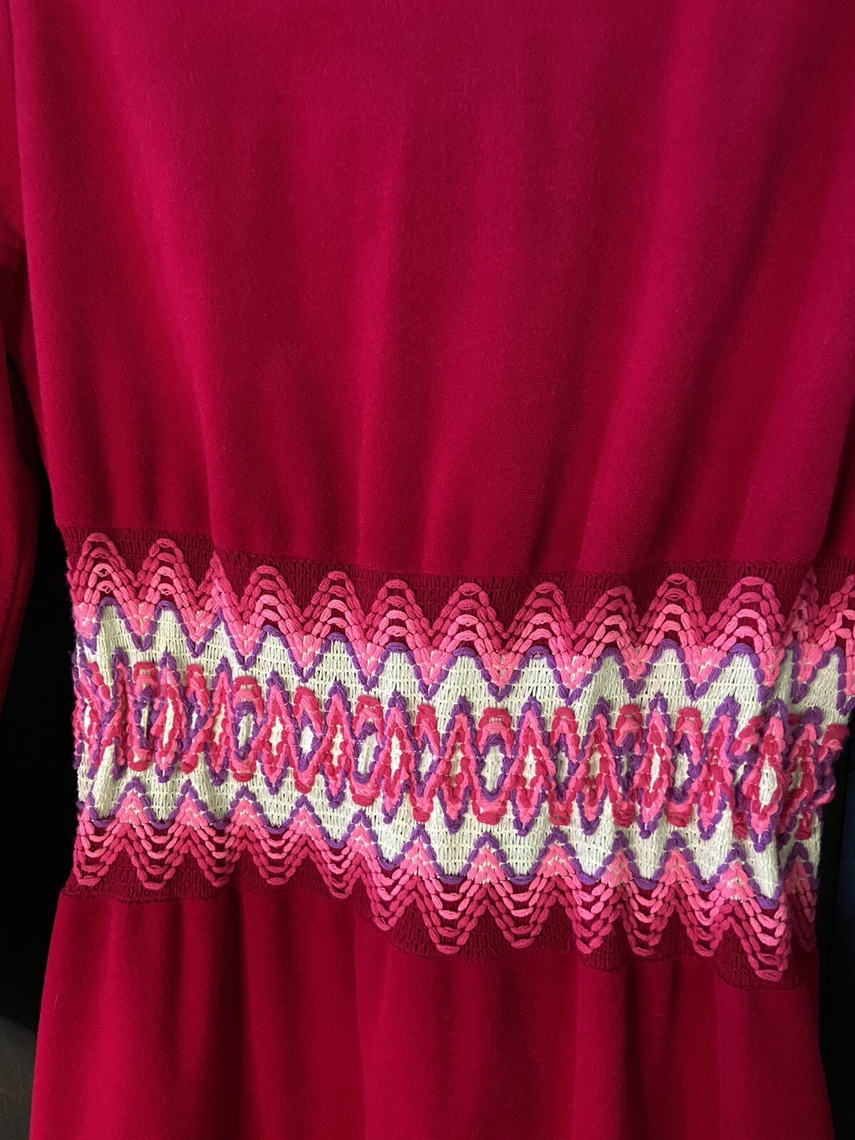 Vintage 1970’s At Home Wear for Van Raalte Button Robe Flame Stitch Boho Hippie