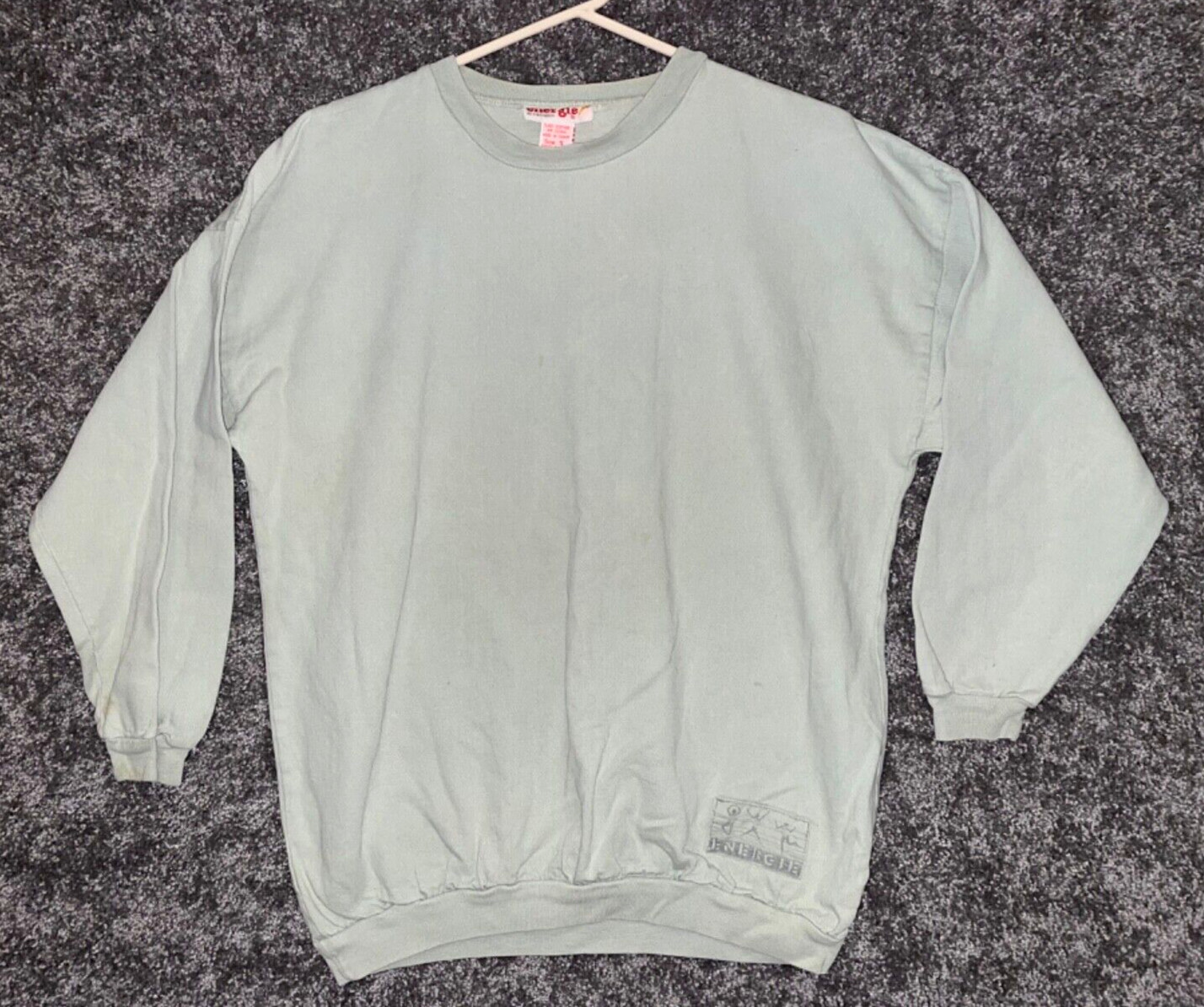 Energie Sweatshirt Mens Small Hi Currants Vintage 80s Light Green Cotton