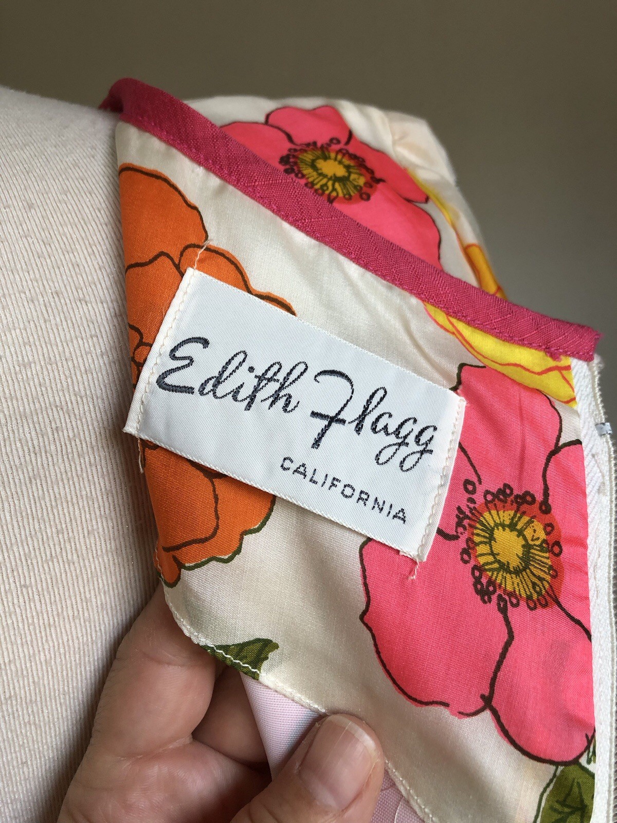 STUNNINGVTG EDITH FLAGG Floral 100% Silk Knee-length Sheath Dress SZ 12