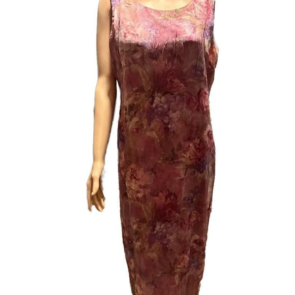 Vintage Miss Dorby Floral Crinkle Chiffon Two-Piece Skirt Set