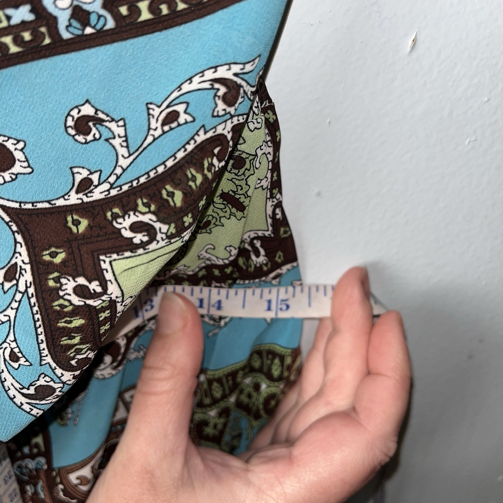 Vtg Y2K Paisley Patchwork Blue Brown Whimsy Fairy Halter Dress Asymmetric Hem 10
