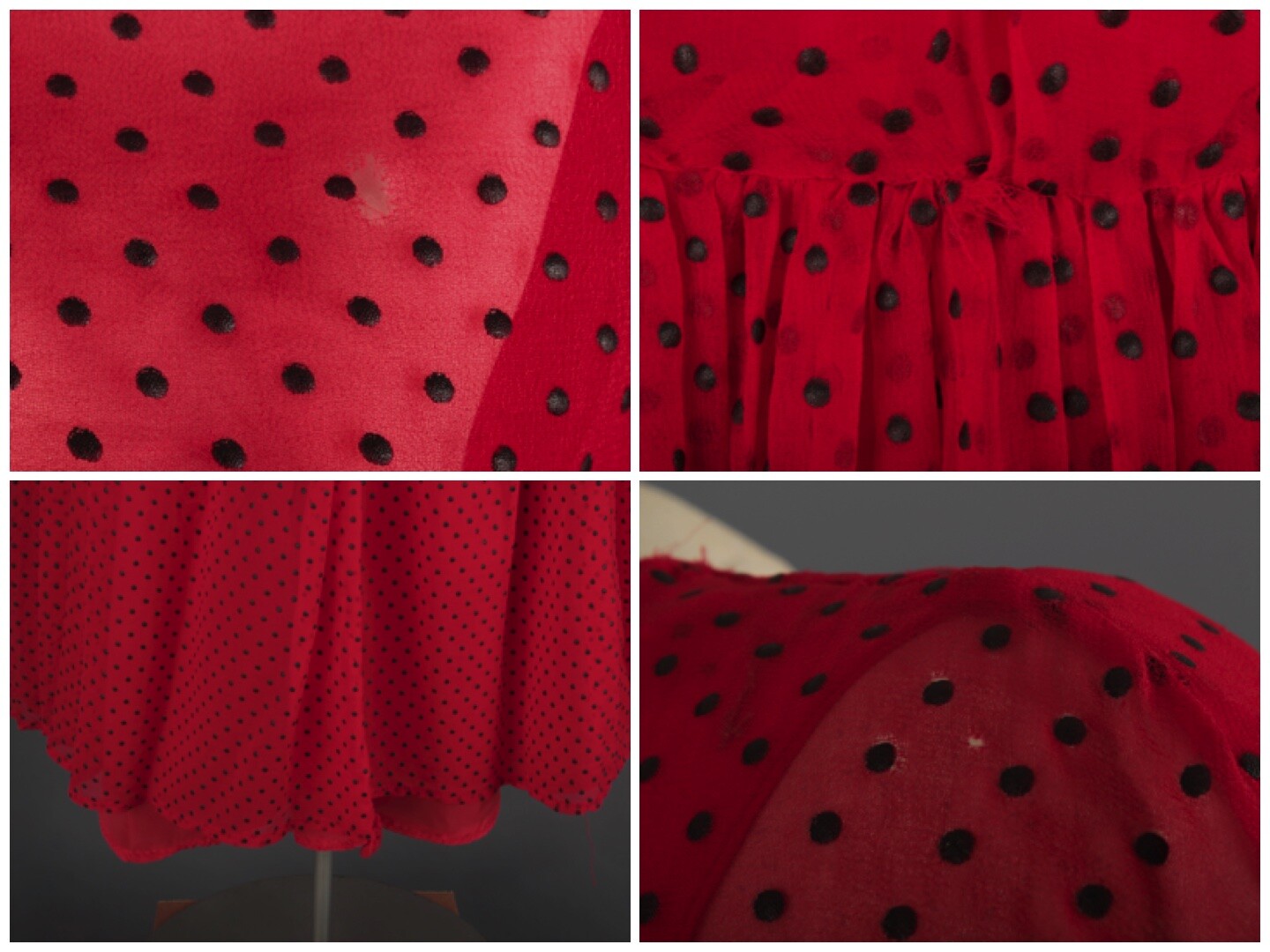 VTG Women’s 50s Red Polka Dot A Line Dress Sz XS 1950s