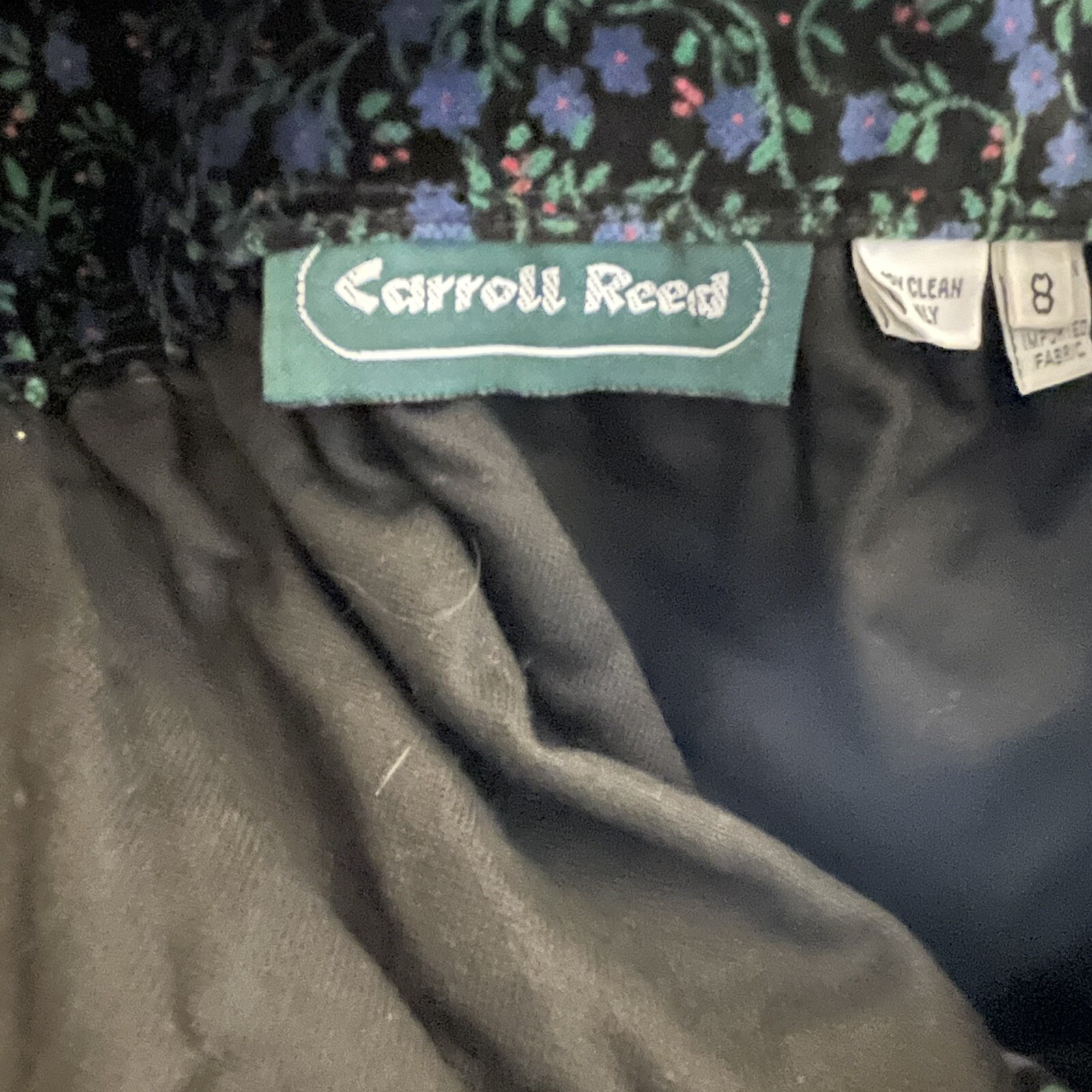 WOMEN’S VINTAGE CARROLL REED FLORAL VELVET MAXI SKIRT – SIZE 8