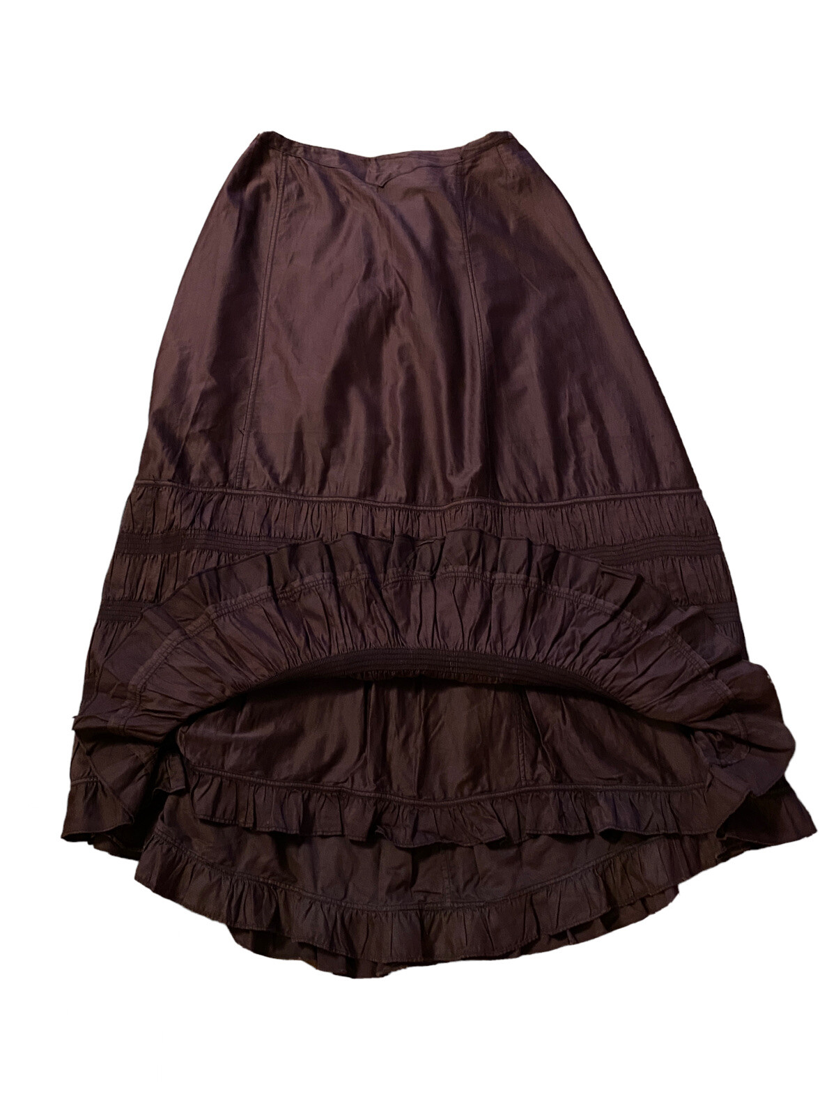 Antique Victorian Edwardian Petticoat Skirt Slip Brown Vintage 1890s-1900s