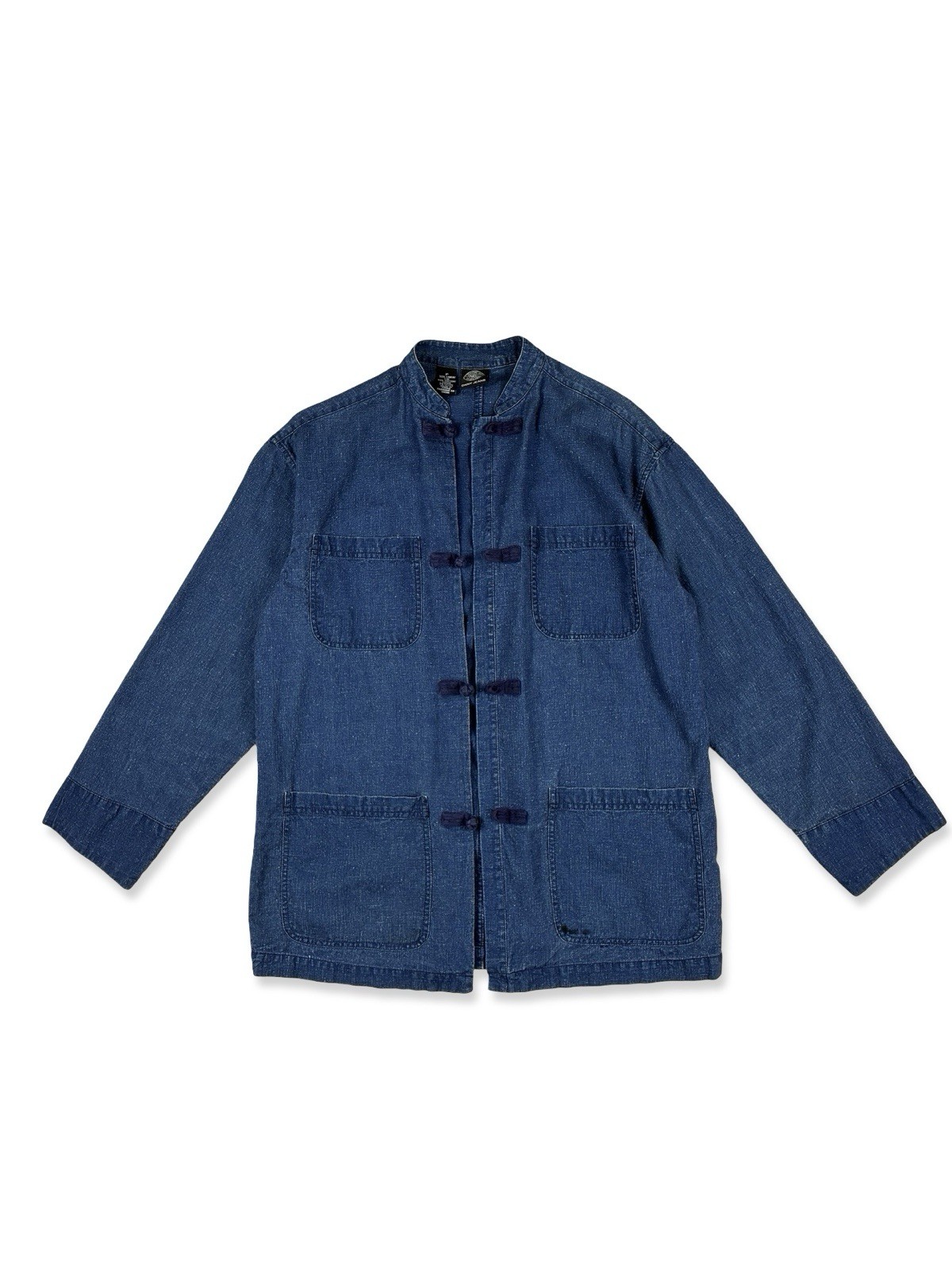 DKNY Women’s VTG 90s Mandarin Collar Knot Button Linen Cotton Chore Jacket P