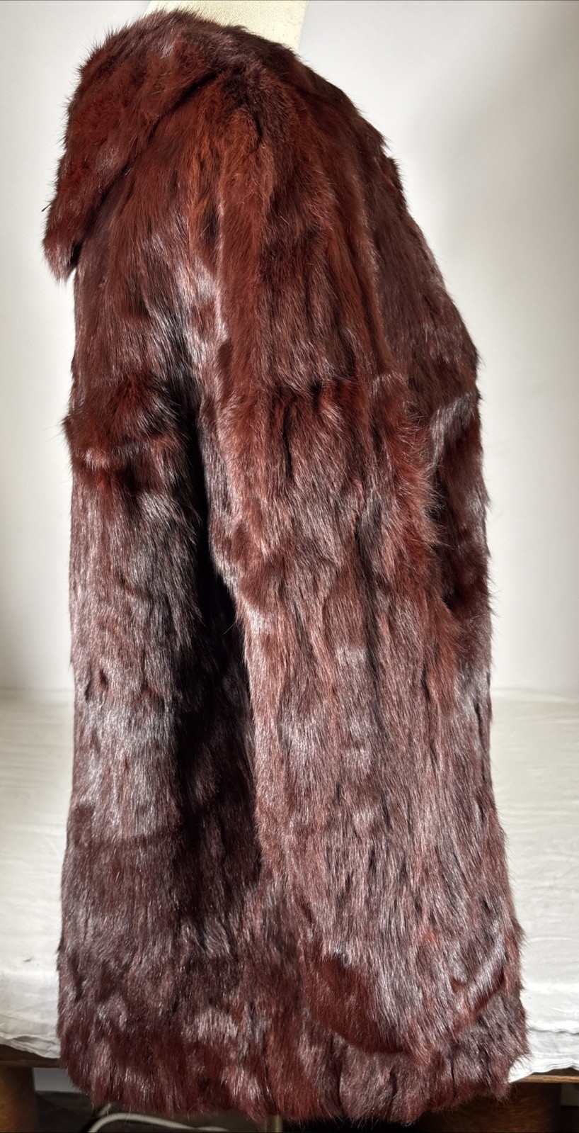 Vintage 1950s Chocolate Brown Mink Fur Jacket 3/4 Sleeve Hook Closures Monogram