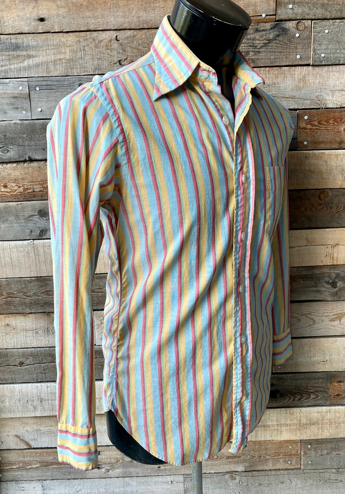 Vintage 1970’s Mod Dress Shirt with Striped Pattern and Dagger Collar by Gant