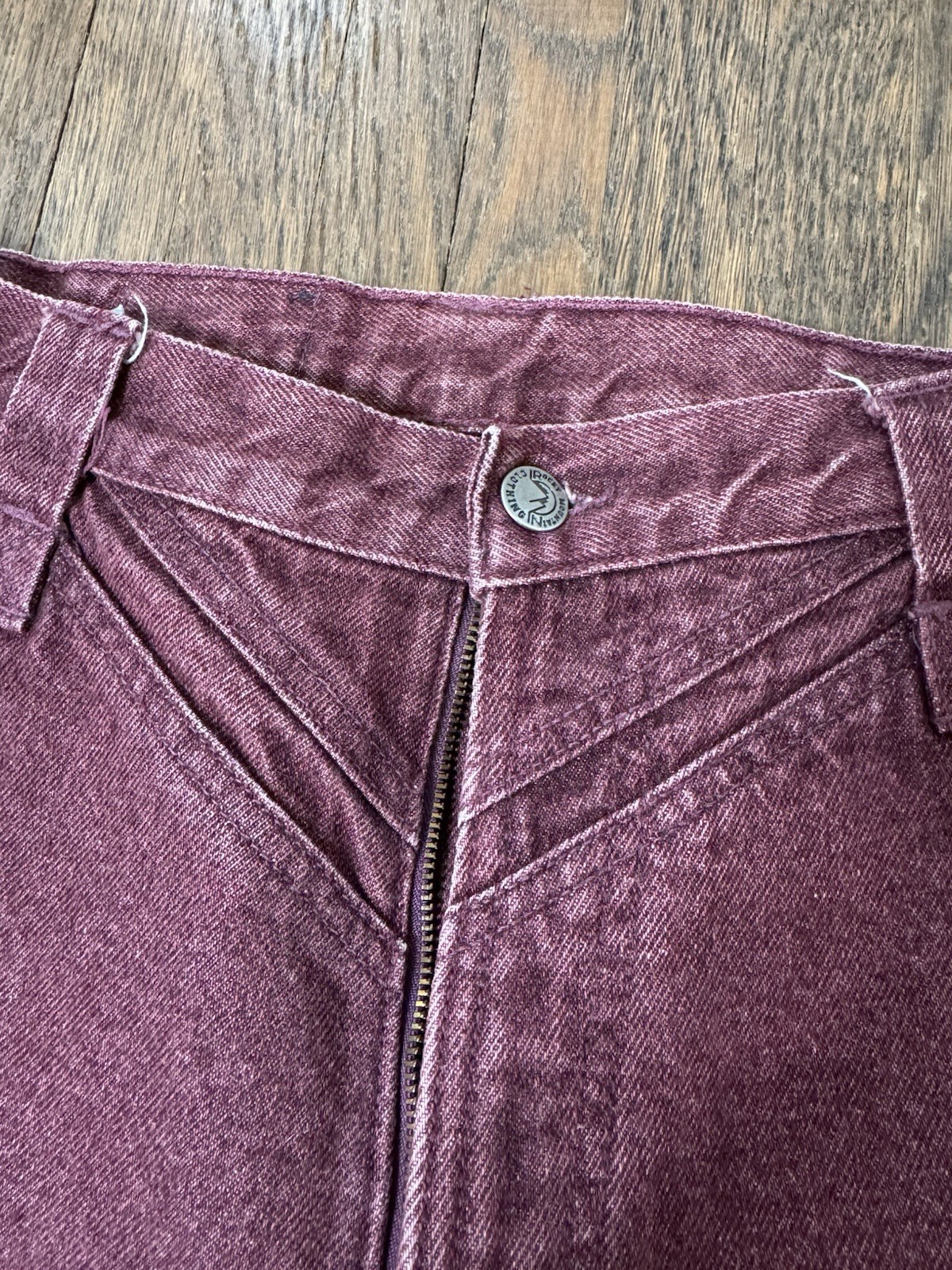 Vintage Rocky Mountain Western High Rise Burgundy Jeans Size 28/7 Made In USA