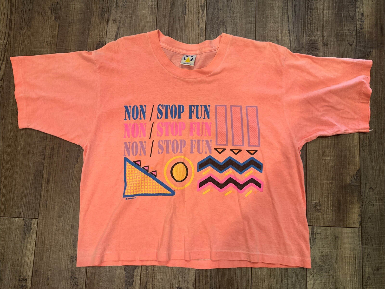 Vintage 1989 W.A. Co. Women’s Non Stop Fun Summer Crop Top T Shirt One Size