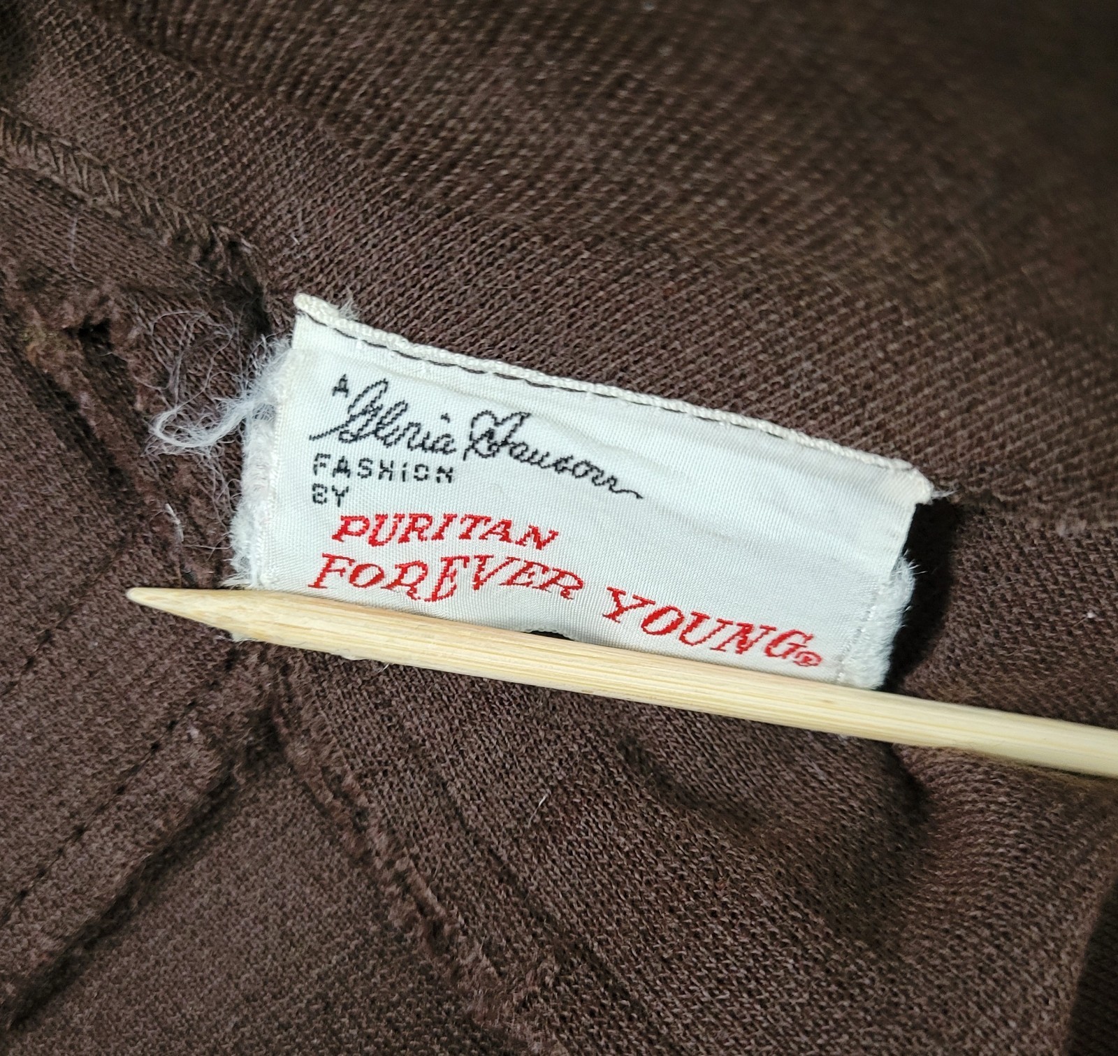 Vintage Puritan Forever Young Brown Sheath Dress w Paneled Bodice Size XS/S?