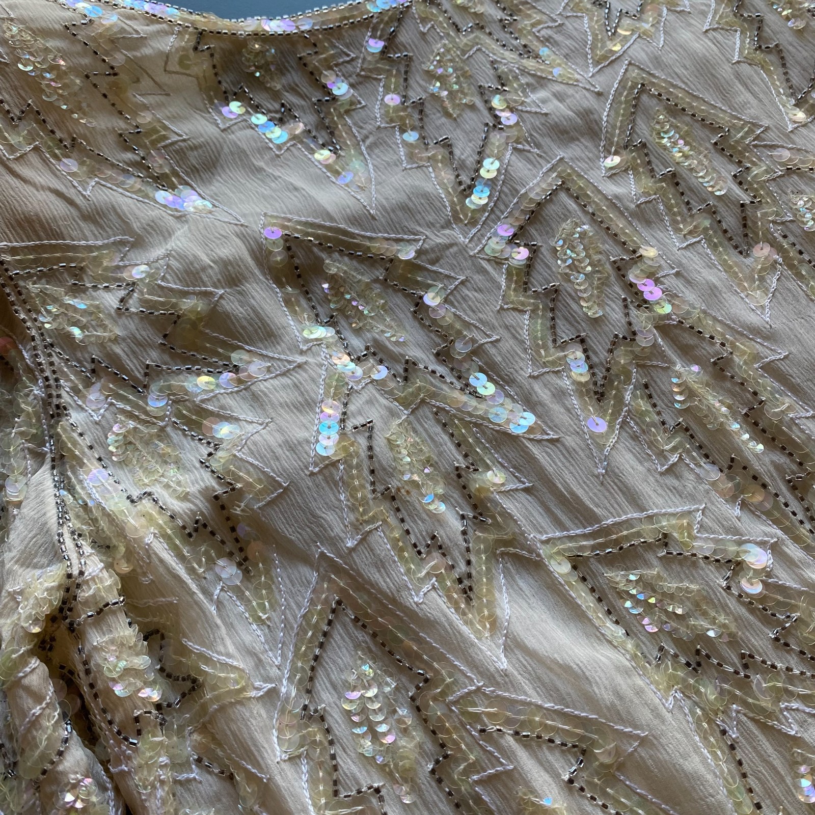 Vintage 1980s Shomax Hand-Beaded Silk Dress Size M Cocktail Party Evening Wear