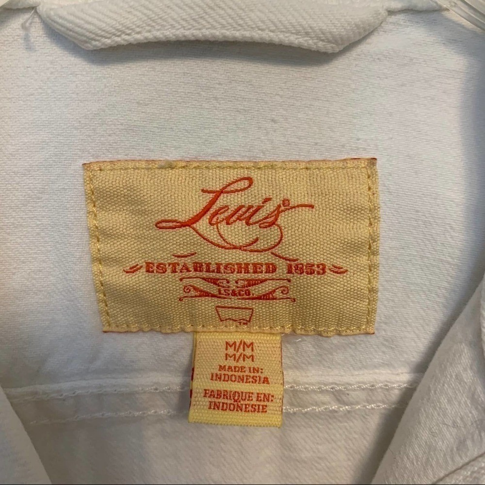 Levis Vintage Denim Trucker Jacket Womens Medium White Classic Button Front Coat