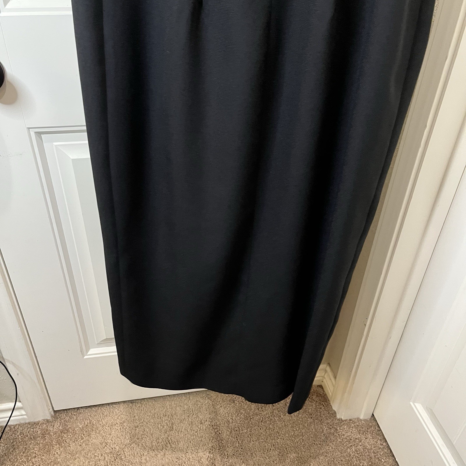 Maggy London By Kenneth Nolan Black Sheer Lace Back Button Zip Midi Dress Sz 14