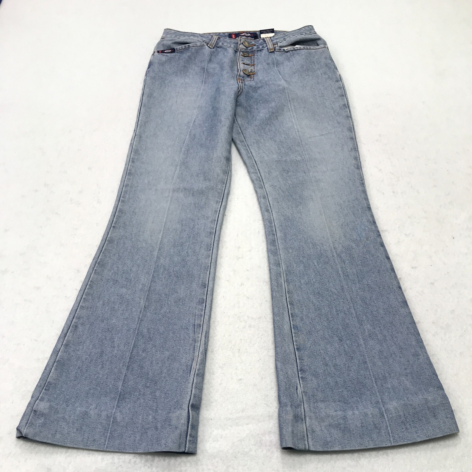 Vintage Y2K Bongo Bootcut Jeans Juniors 7 Blue Distressed HEMMED Original Seam