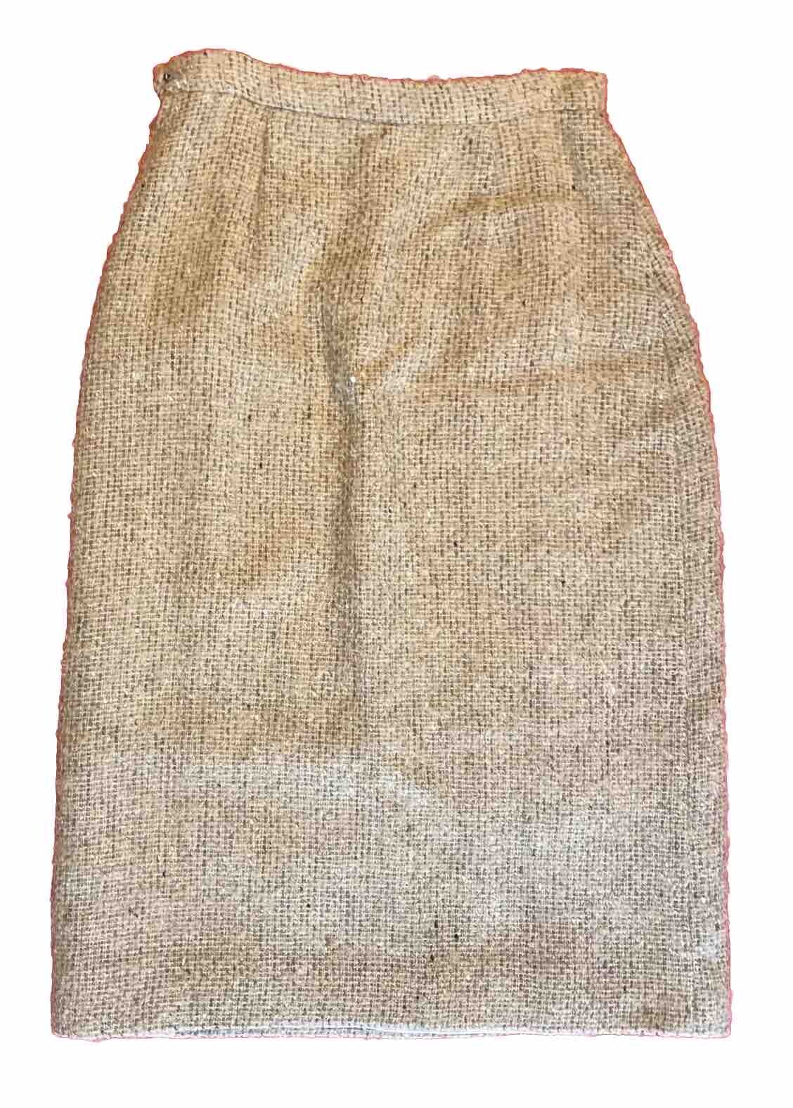 VTG Donegal Design Womens 2-Pc Mohair Wool Lined Skirt & Vest Hand Woven Ireland
