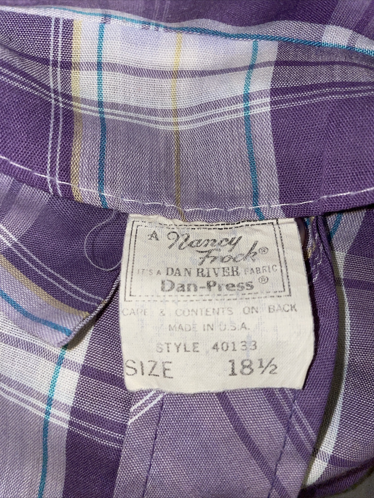 1960s Purple Plaid Shirt Dress A Nancy Frock Size 18 1/2