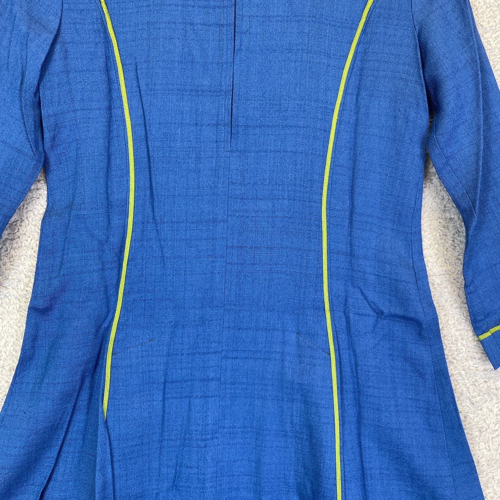 Vintage 1960s Ruth of Carolina Cobalt Mod Dress Embroidered Grapes A-Line XS