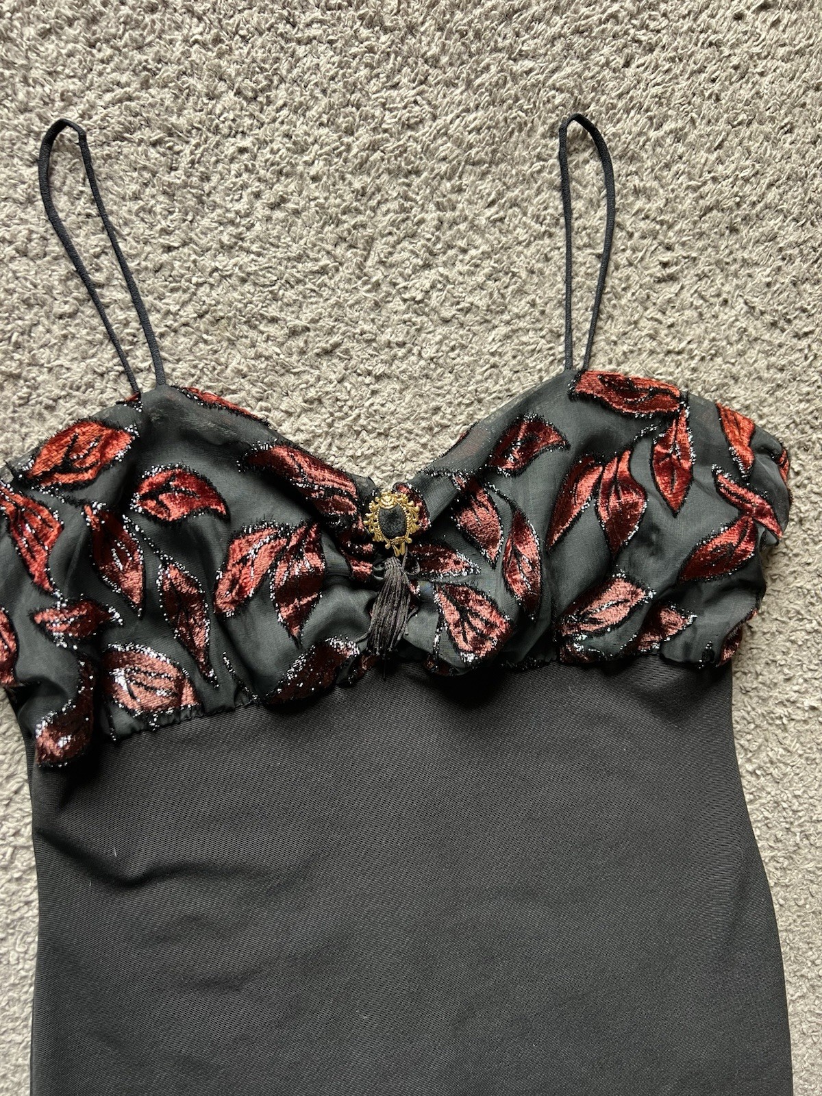 Vintage Y2K 90s Dress XL Black Velvet Strappy Mini Short Goth Cocktail Evening