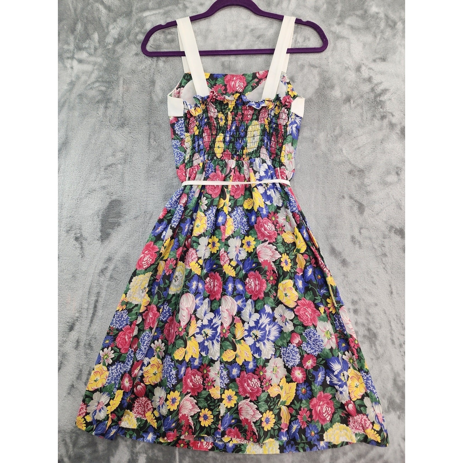Vintage 70s DASH-ABOUT Dress Set Womens XS Multicolor Floral Sundress Jacket