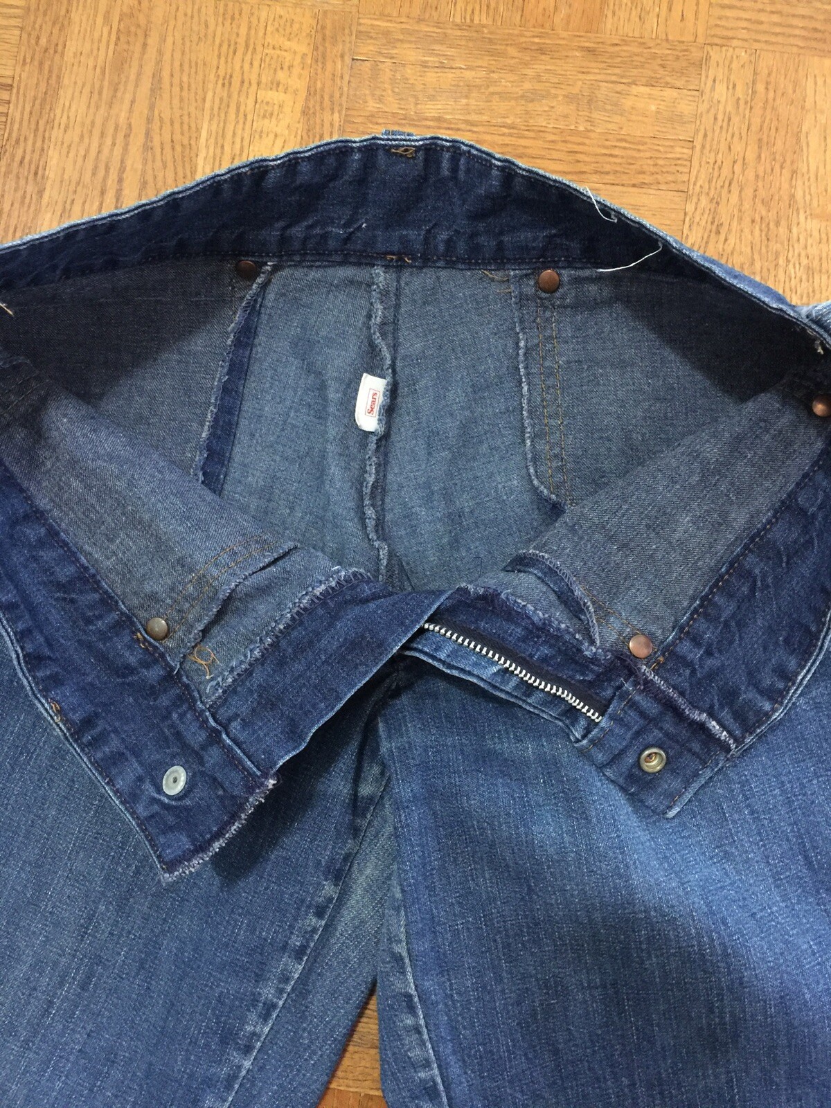 Vintage Sears Low Rise Hip Hugger Jeans 70’s Bell Bottoms Sears Roebuck Co