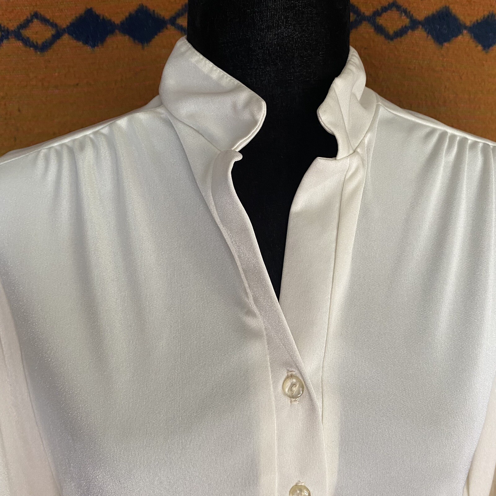 Vintage Topson Downs Of California Bohemian Blouse. Creamy White. Size Large.