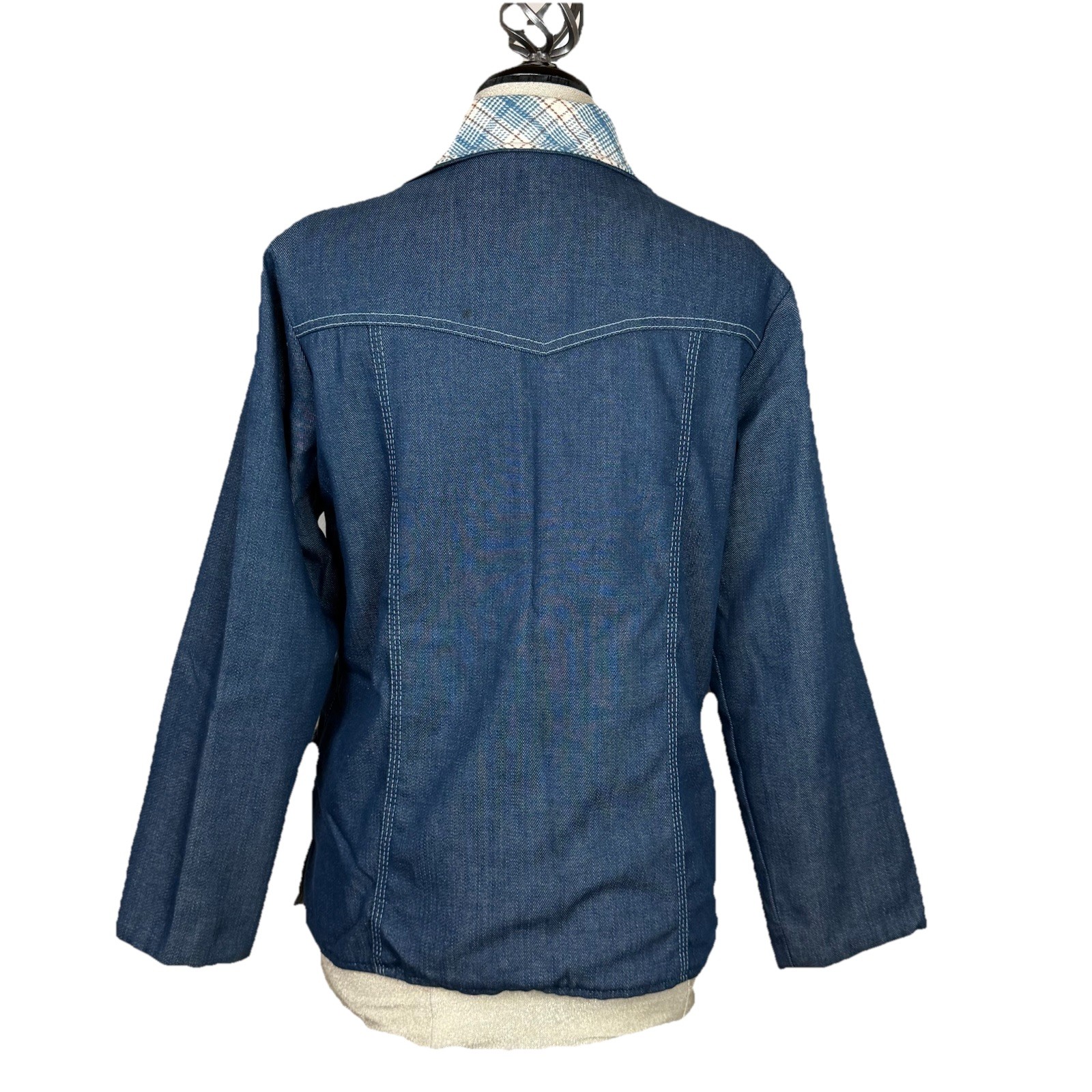 Vtg Prior Westerns Denver Denim Reversible Jacket Womens L Chore Coat Rockabilly