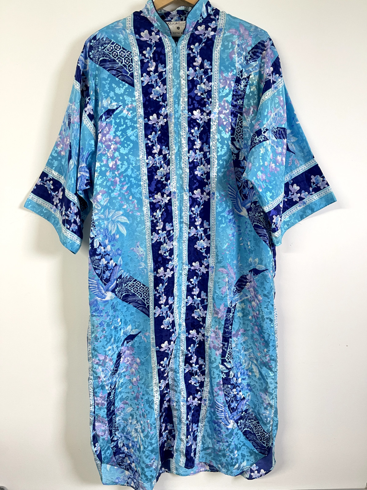 Vintage Ruth Norman Saks Fifth Avenue Caftan Maxi Dress Robe Purple Blue Size S
