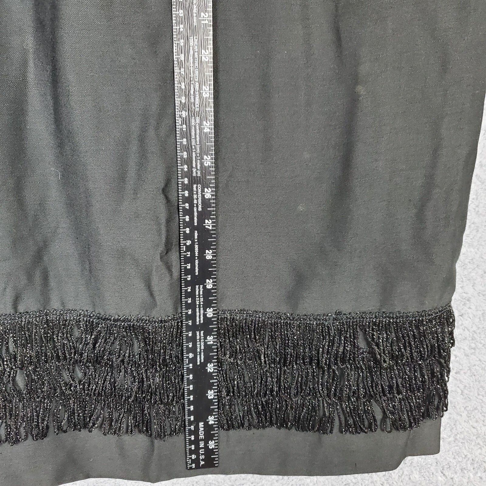 Vtg Saba California Womens Shift Dress Sz S Black Sleeveless Fringe Neck n Hem