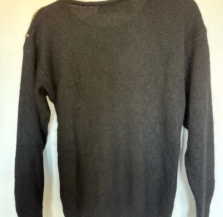 Gladys Bagley Vintage Beaded Sequin Sweater Black S 1980s