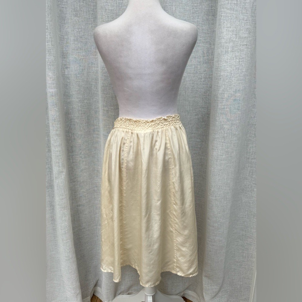 Hana Sung vintage ivory midi silk skirt elastic waist