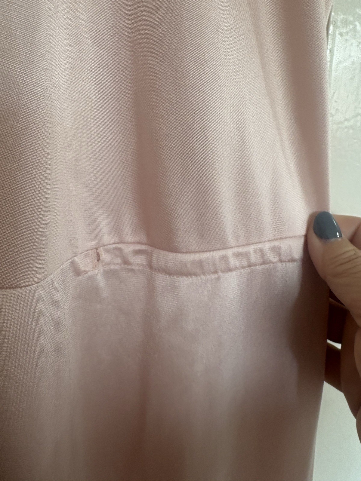 VINTAGE JOLIE TWO Pink Nylon Shiny Satin Maxi Robe Gown Medium M Floral Lace