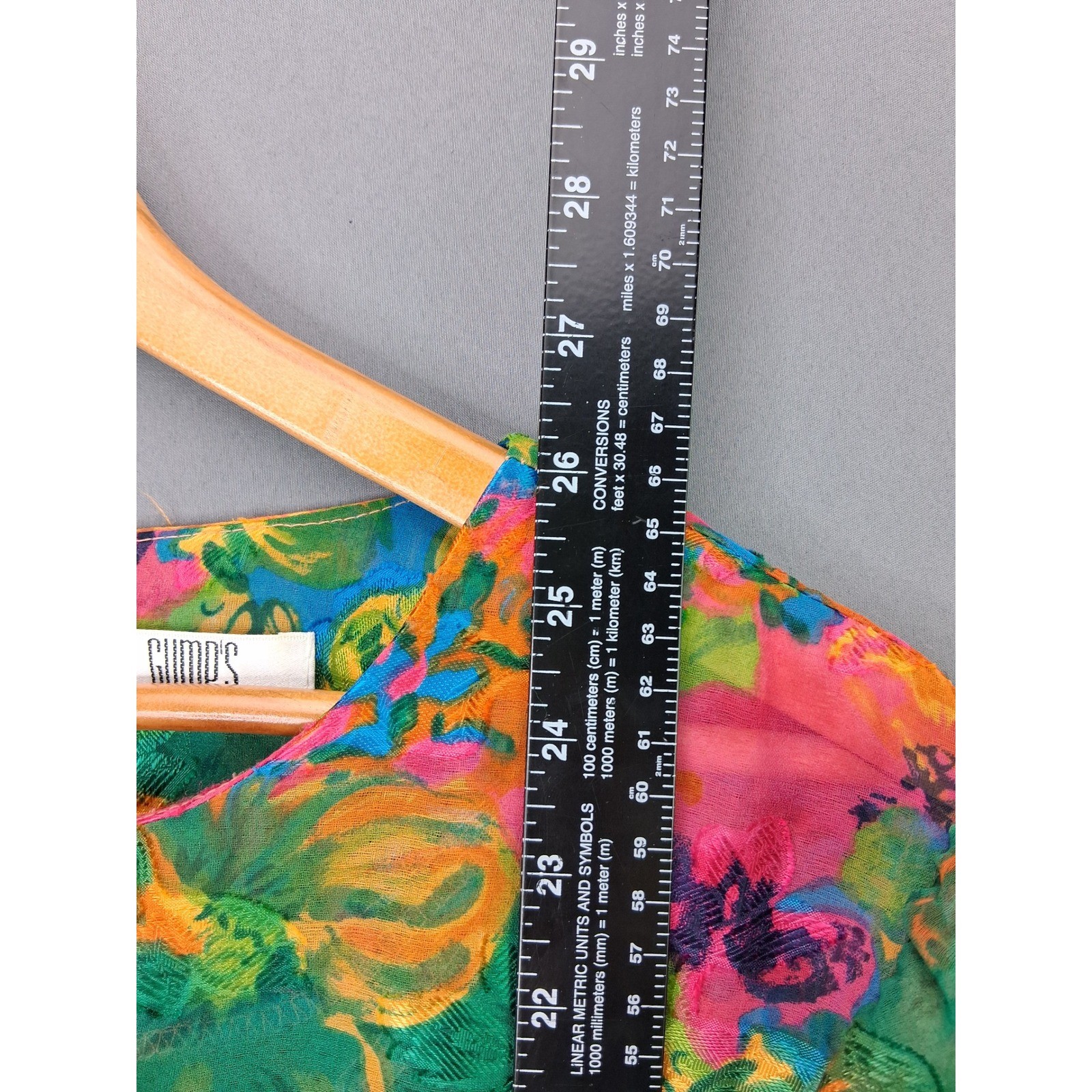 Gump’s Vintage Blouse Abstract Floral Animal Print Smocked Waist XL Multi-Color