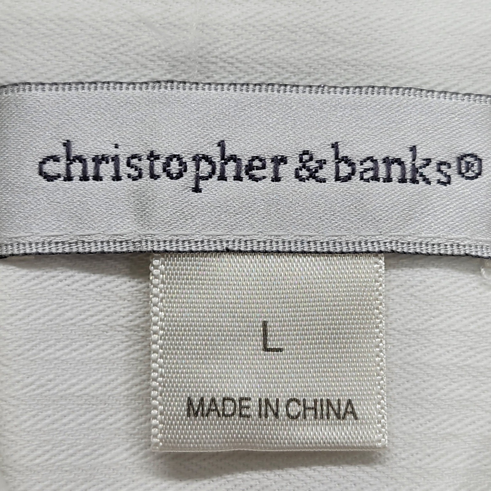 Vintage Christopher & Banks Vest Womens L White Pink Sleeveless Button Up Preppy