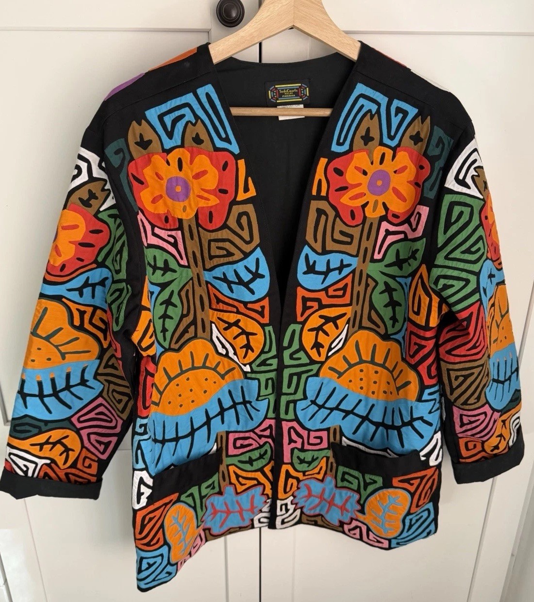 Mola Sed’s Crafts Molas Panama Colorful Blazer Women’s Size M Vintage Handmade