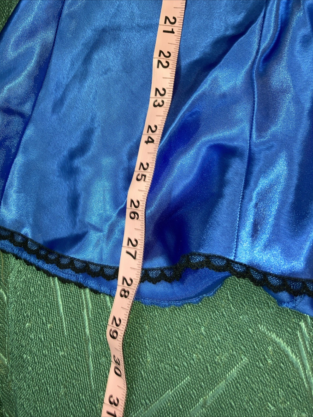 Vintage Frederick’s Of Hollywood Slip Chemise Blue W Black Lace Small