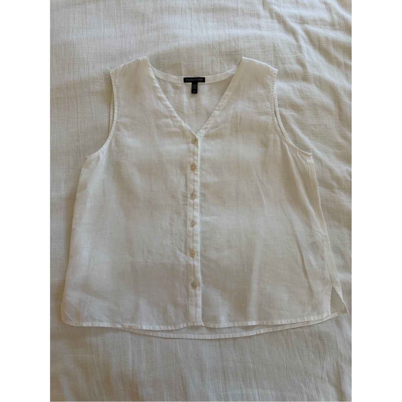 Eileen Fisher Organic Linen Knit Vest White Size Small