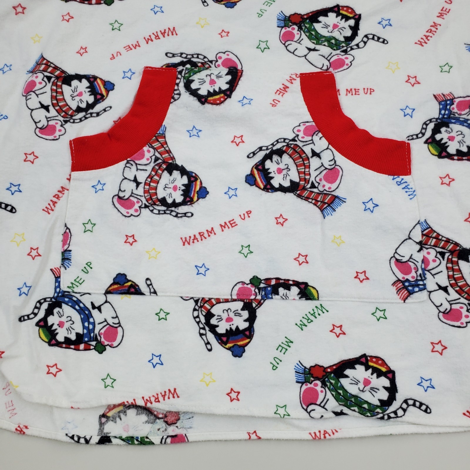 Vtg 80s Jennifer Dale Red Kitty Cats Cotton Pajama Top Sz XL ILGWU Made In USA