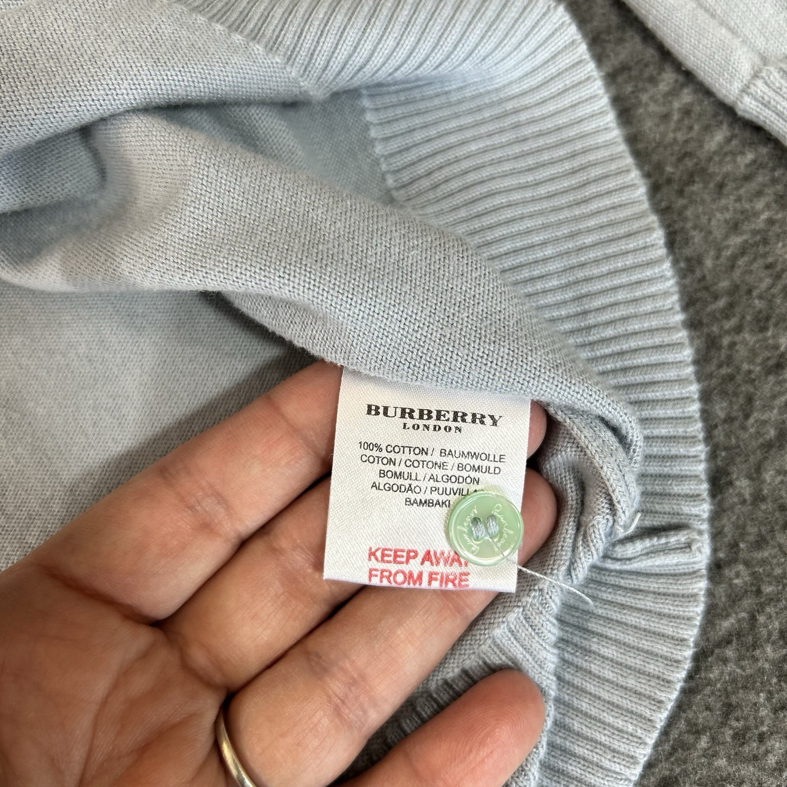 Vintage Burberry London EKD Embroidered Logo Size Large Light Blue 100% Cotton