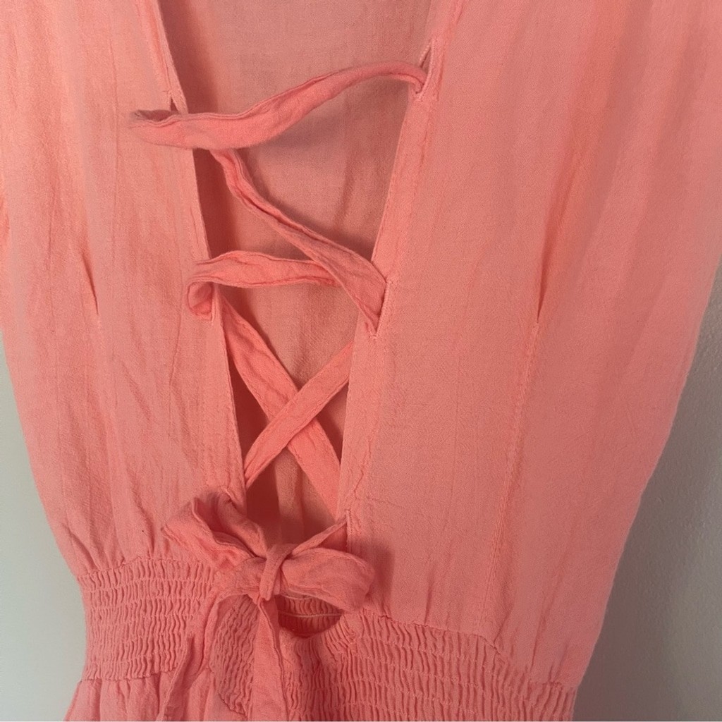 Vintage Medium New Hero 100% Native American Cotton Open Back Maxi Dress Boho