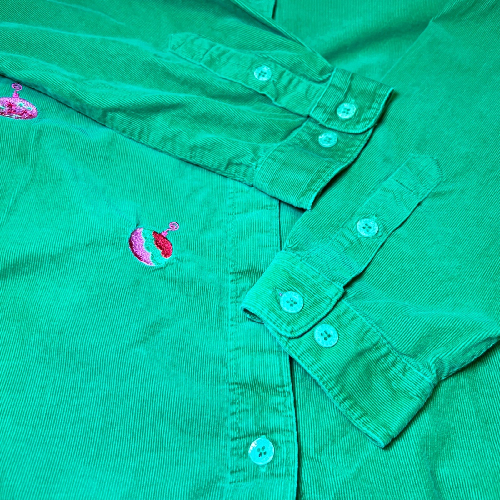 Vintage Quacker Factory Womens Size Large Christmas Ornament Corduroy Shirt
