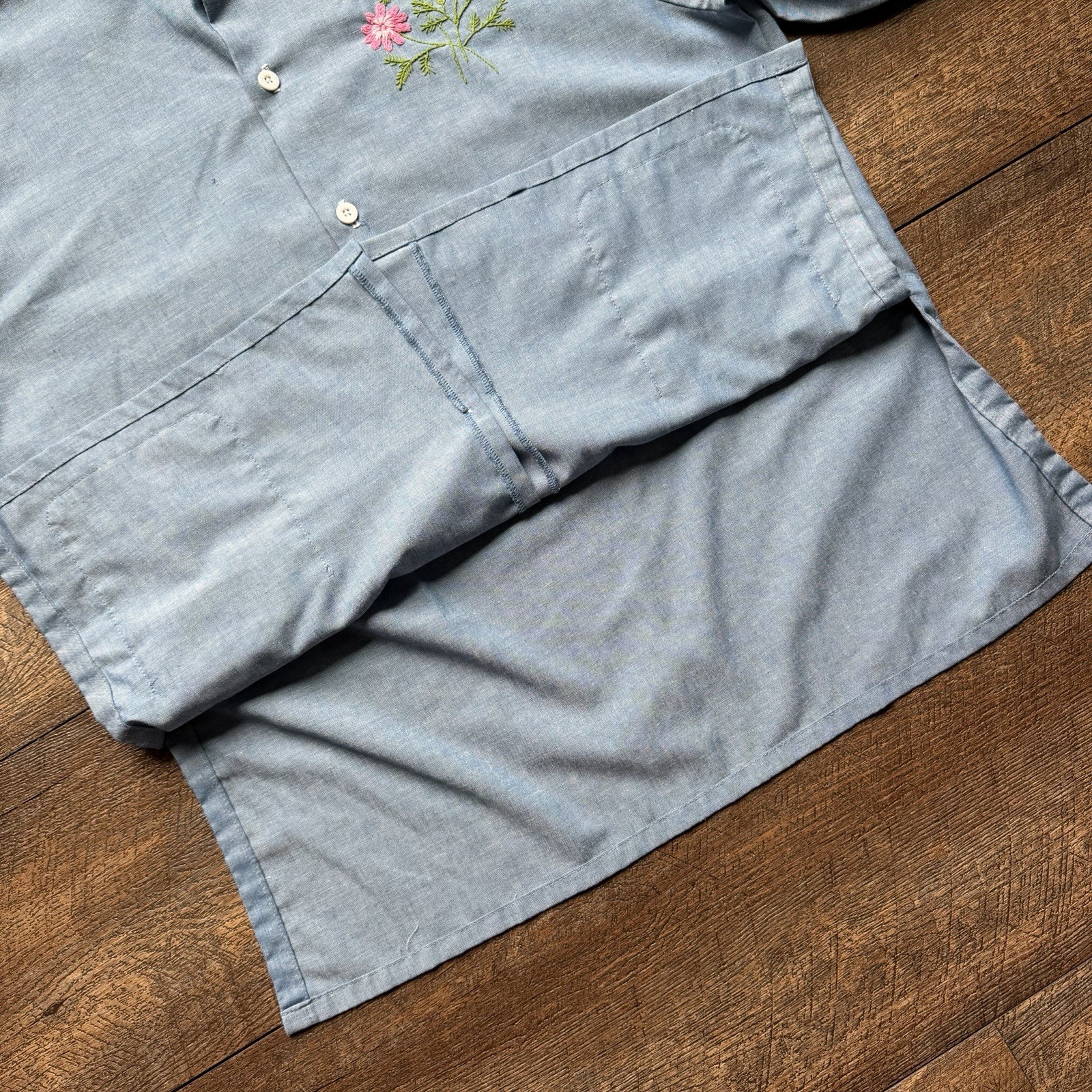 Vintage 1970’s Womens XL Big Mac Floral BOHO Indie Embroidered Longsleeve Shirt