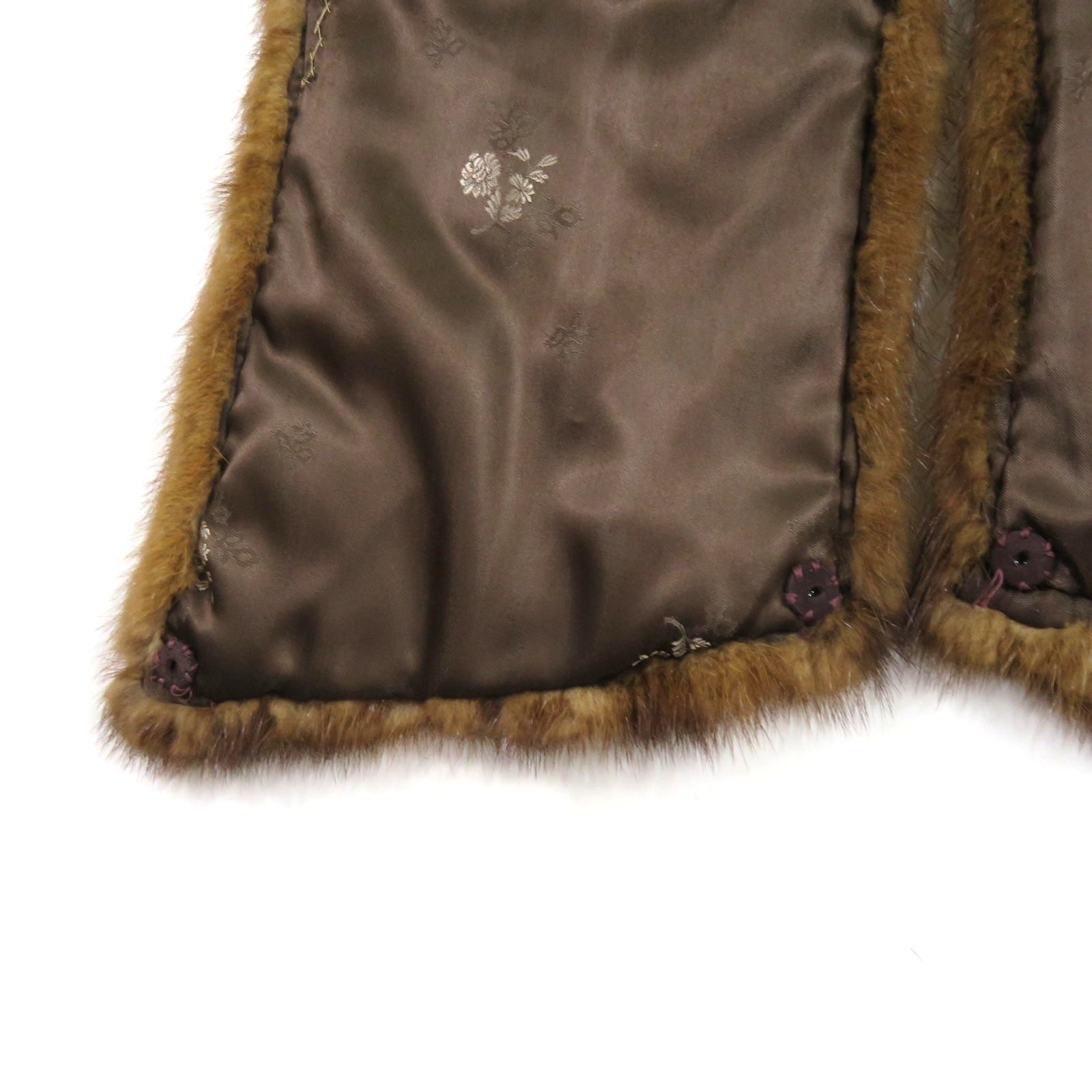 Long Fur Stole Cape Shawl Shoulder Wrap Brown J. Shifang Napa CA Mink?