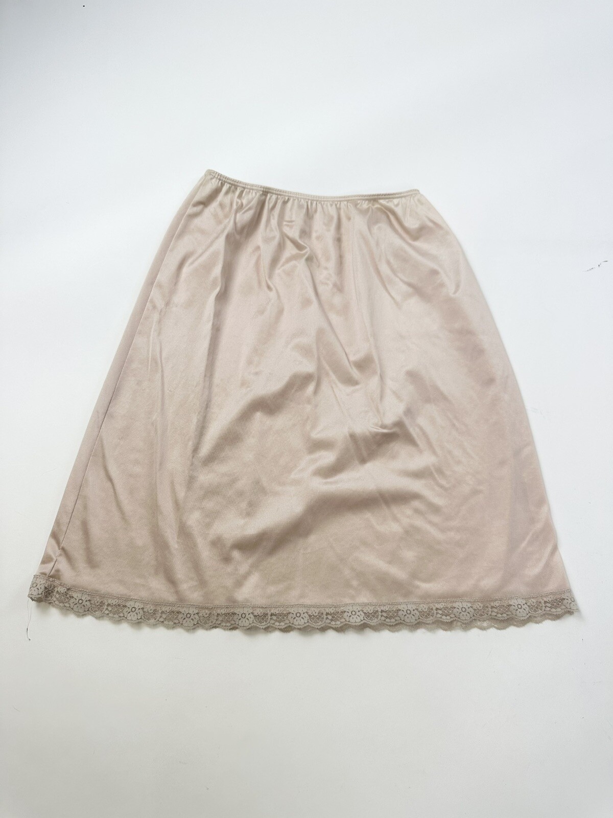 Vintage LEGGS Half Slip Sz Small Pink Lace Trim Elastic Waist