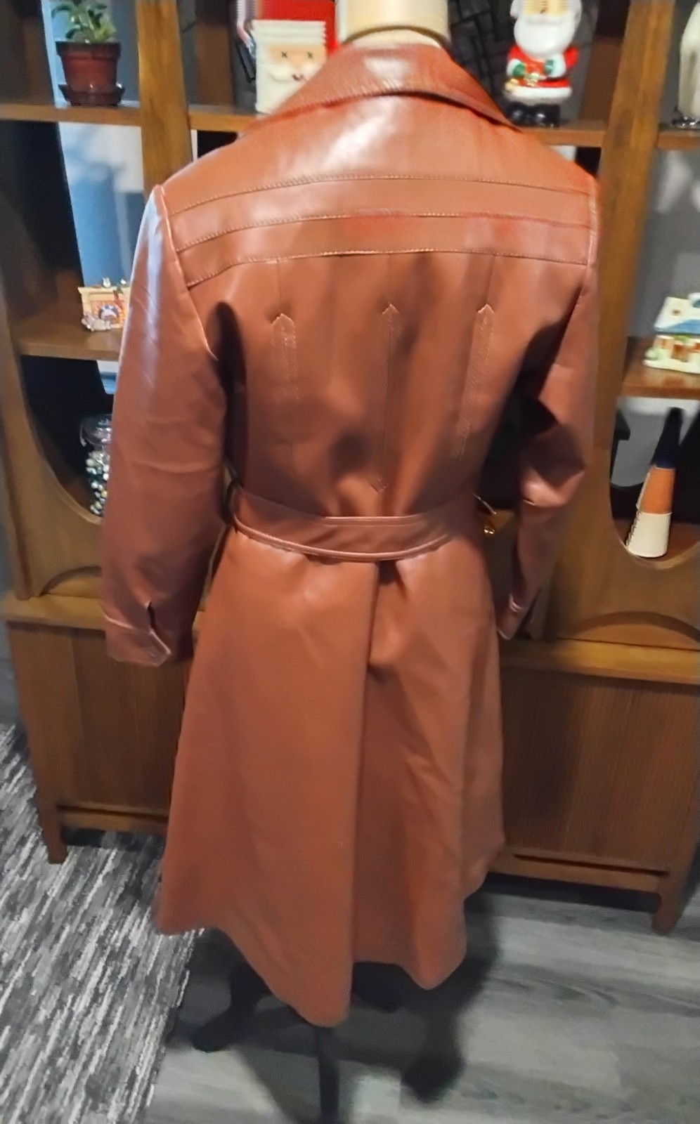 Vintage Mod Maid Pleather Boot Length Coat „Leather Look” -Size 14-