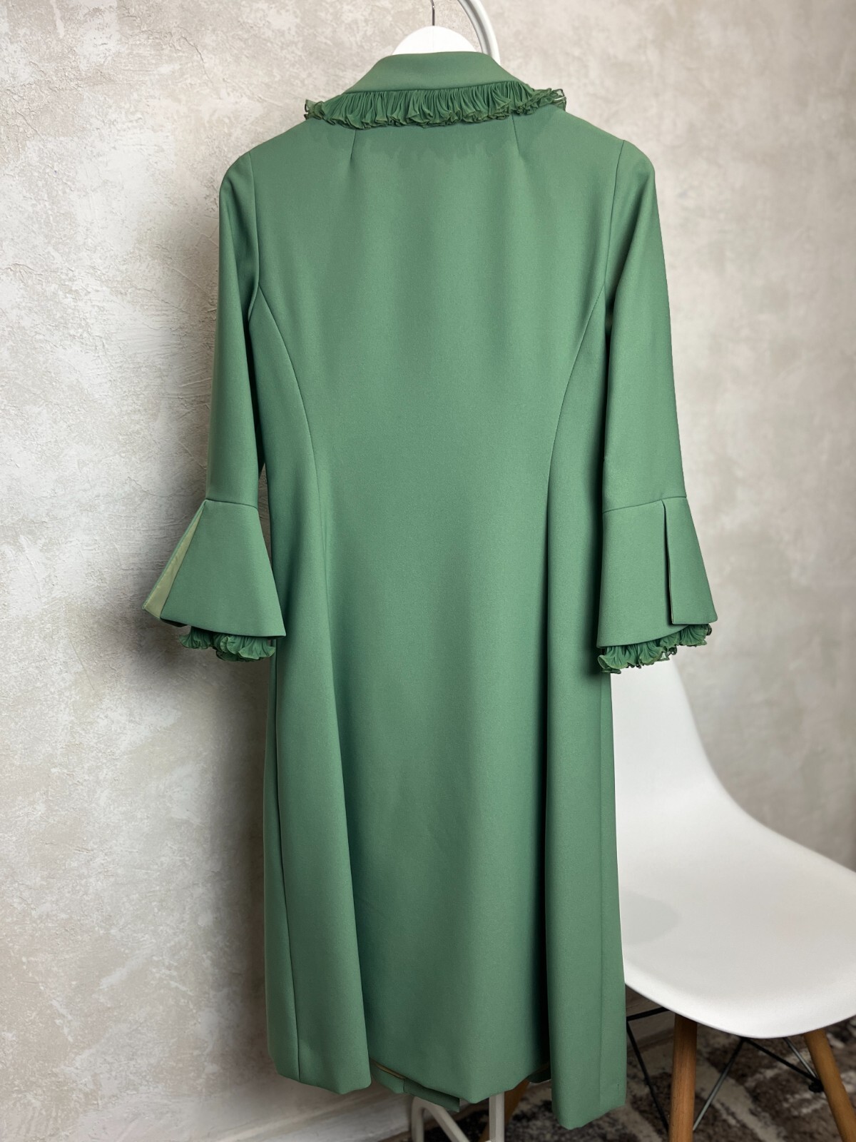 Vintage 60s/70s Ann Michael London Designer Dress Green size UK 14 US 12 M