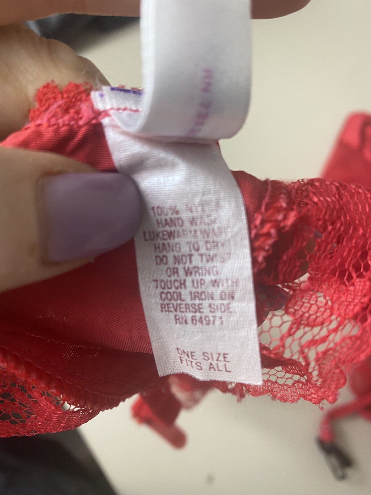 VTG Red Lace Lingerie No Brand Sz L Garter-Fredericks Of Holly-OS (2 Piece Lot)