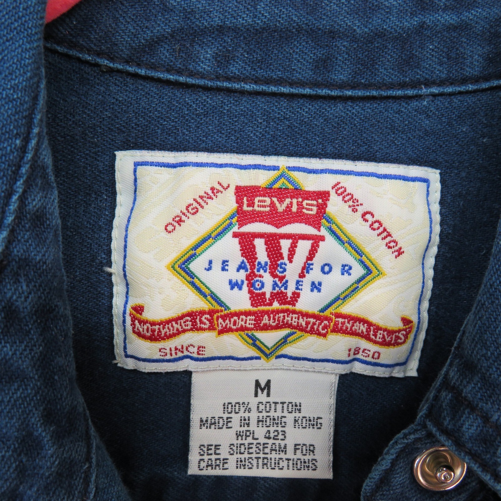 Vintage 1994 Levis Jeans for Women Denim Button Down Shirt Indigo Blue M