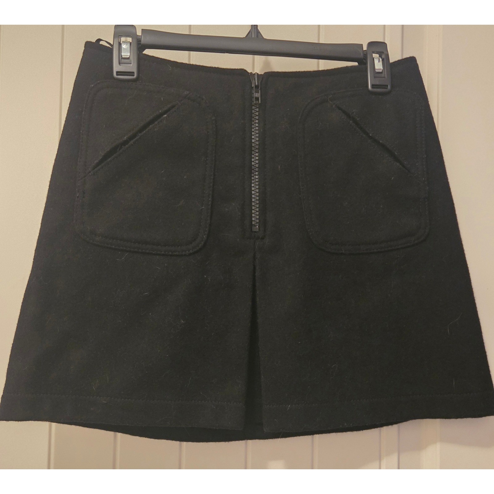 Vintage GAP Black Virgin Wool Blend Y2K A-Line Mini Skirt Size 4