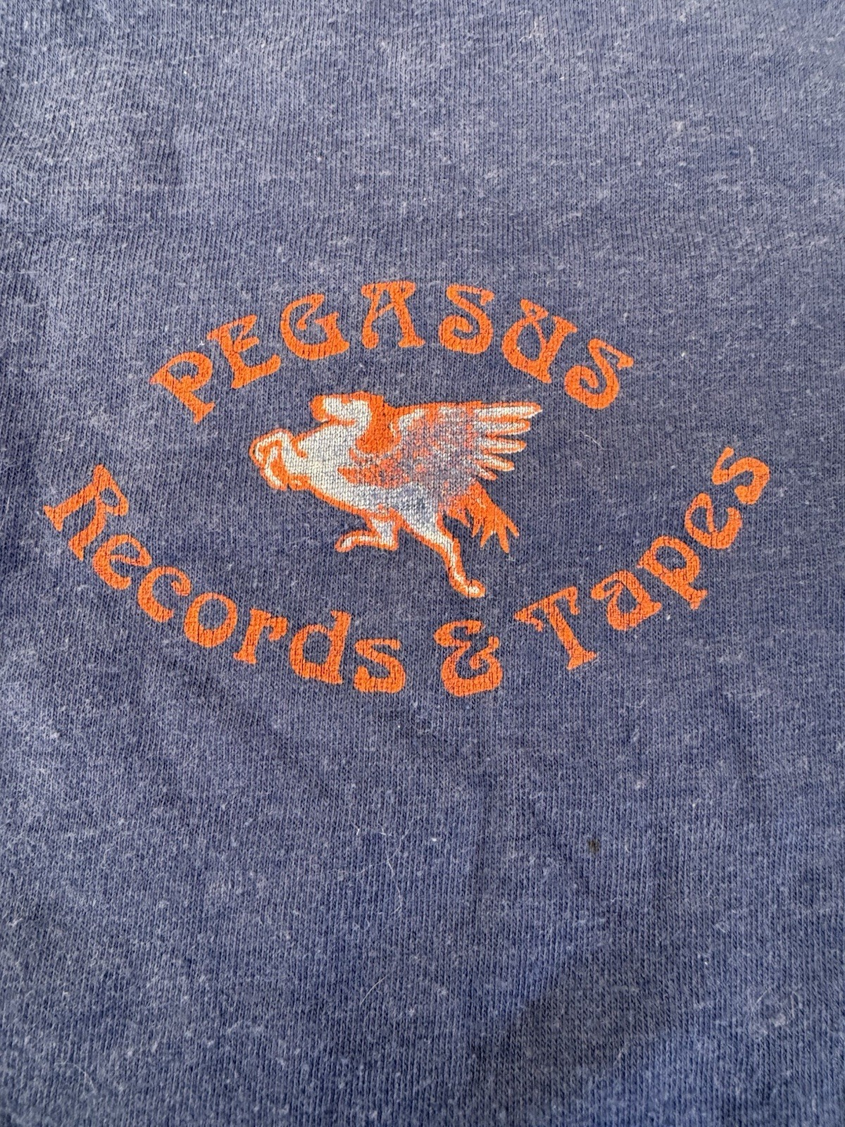 VINTAGE Pegasus Albums And Tapes Blue T-Shirt Medium M Single Stitch Women’s